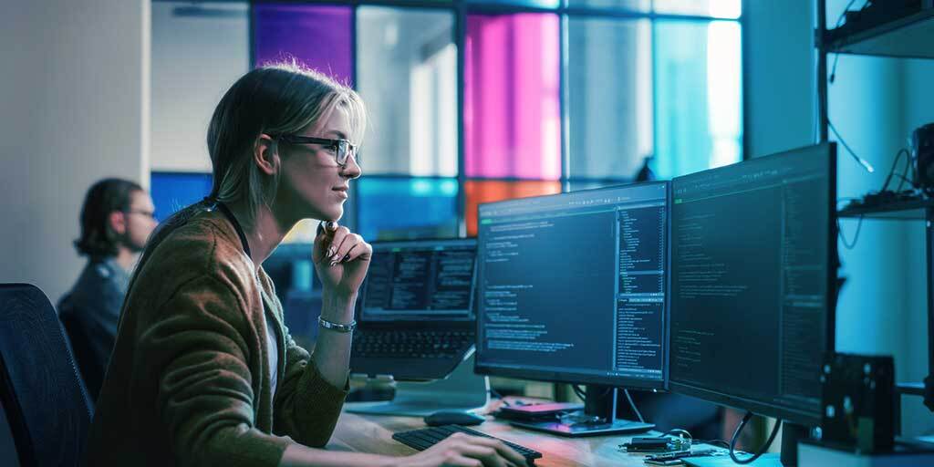 Woman looking at monitor